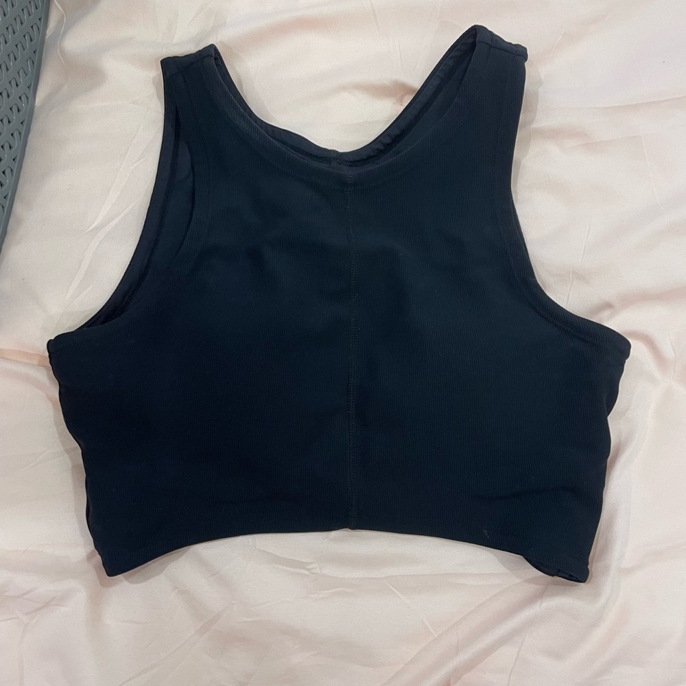 Black Ribbed Crop Top